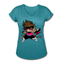 Character #4 Women's Tri-Blend V-Neck T-Shirt - heather turquoise