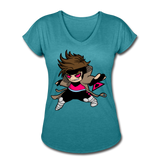 Character #4 Women's Tri-Blend V-Neck T-Shirt - heather turquoise