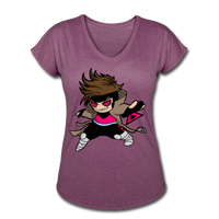 Character #4 Women's Tri-Blend V-Neck T-Shirt - heather plum