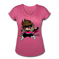 Character #4 Women's Tri-Blend V-Neck T-Shirt - heather raspberry