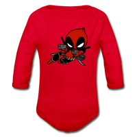 Character #11 Organic Long Sleeve Baby Bodysuit - red