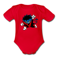 Character #24 Organic Short Sleeve Baby Bodysuit - red