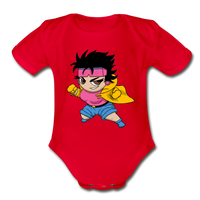 Character #25 Organic Short Sleeve Baby Bodysuit - red