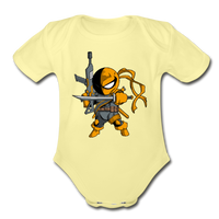 Character #26 Organic Short Sleeve Baby Bodysuit - washed yellow