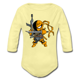 Character #26 Organic Long Sleeve Baby Bodysuit - washed yellow