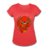 Character #32 Women's Tri-Blend V-Neck T-Shirt - heather red