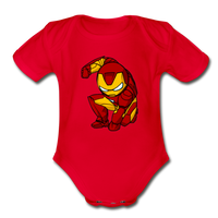 Character #34 Organic Short Sleeve Baby Bodysuit - red