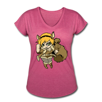 Character #39 Women's Tri-Blend V-Neck T-Shirt - heather raspberry