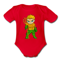 Character #44 Organic Short Sleeve Baby Bodysuit - red