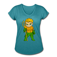 Character #44 Women's Tri-Blend V-Neck T-Shirt - heather turquoise
