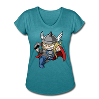 Character #47 Women's Tri-Blend V-Neck T-Shirt - heather turquoise