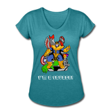 Character #50 Women's Tri-Blend V-Neck T-Shirt - heather turquoise