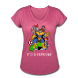 Character #50 Women's Tri-Blend V-Neck T-Shirt - heather raspberry