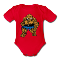 Character #54 Organic Short Sleeve Baby Bodysuit - red