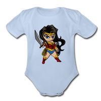 Character #55 Organic Short Sleeve Baby Bodysuit - sky