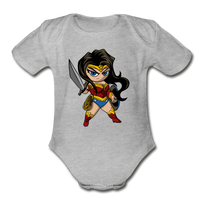 Character #55 Organic Short Sleeve Baby Bodysuit - heather gray