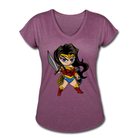 Character #55 Women's Tri-Blend V-Neck T-Shirt - heather plum