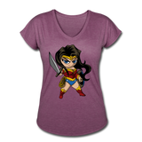 Character #55 Women's Tri-Blend V-Neck T-Shirt - heather plum