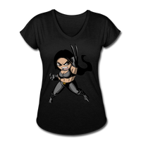 Character #60 Women's Tri-Blend V-Neck T-Shirt - black