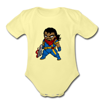 Character #68 Organic Short Sleeve Baby Bodysuit - washed yellow