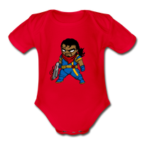 Character #68 Organic Short Sleeve Baby Bodysuit - red