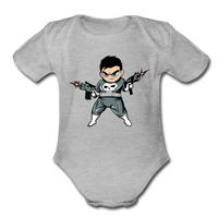 Character #70 Organic Short Sleeve Baby Bodysuit - heather gray