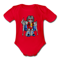 Character #71 Organic Short Sleeve Baby Bodysuit - red