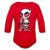 Character #82 Organic Long Sleeve Baby Bodysuit - red