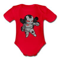 Character #83 Organic Short Sleeve Baby Bodysuit - red