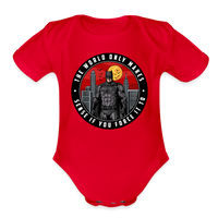 Character #96 Organic Short Sleeve Baby Bodysuit - red